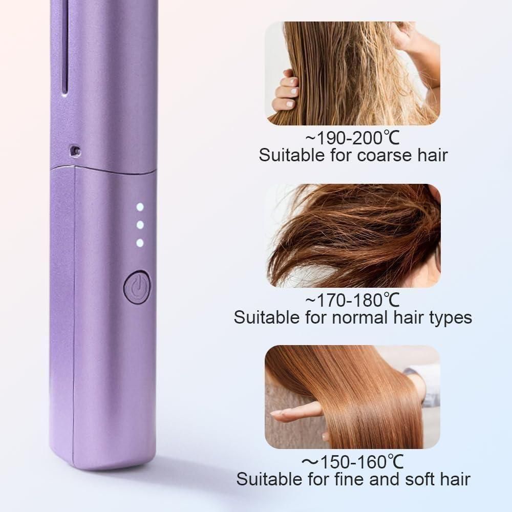 Meneflix Portable Mini Hair Straightener Cordless Rechargeable Mini Adjustable Hair Straightener Hot Comb kuykr9-ii